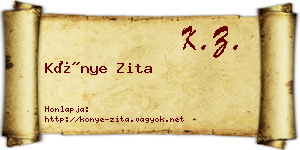 Könye Zita névjegykártya
